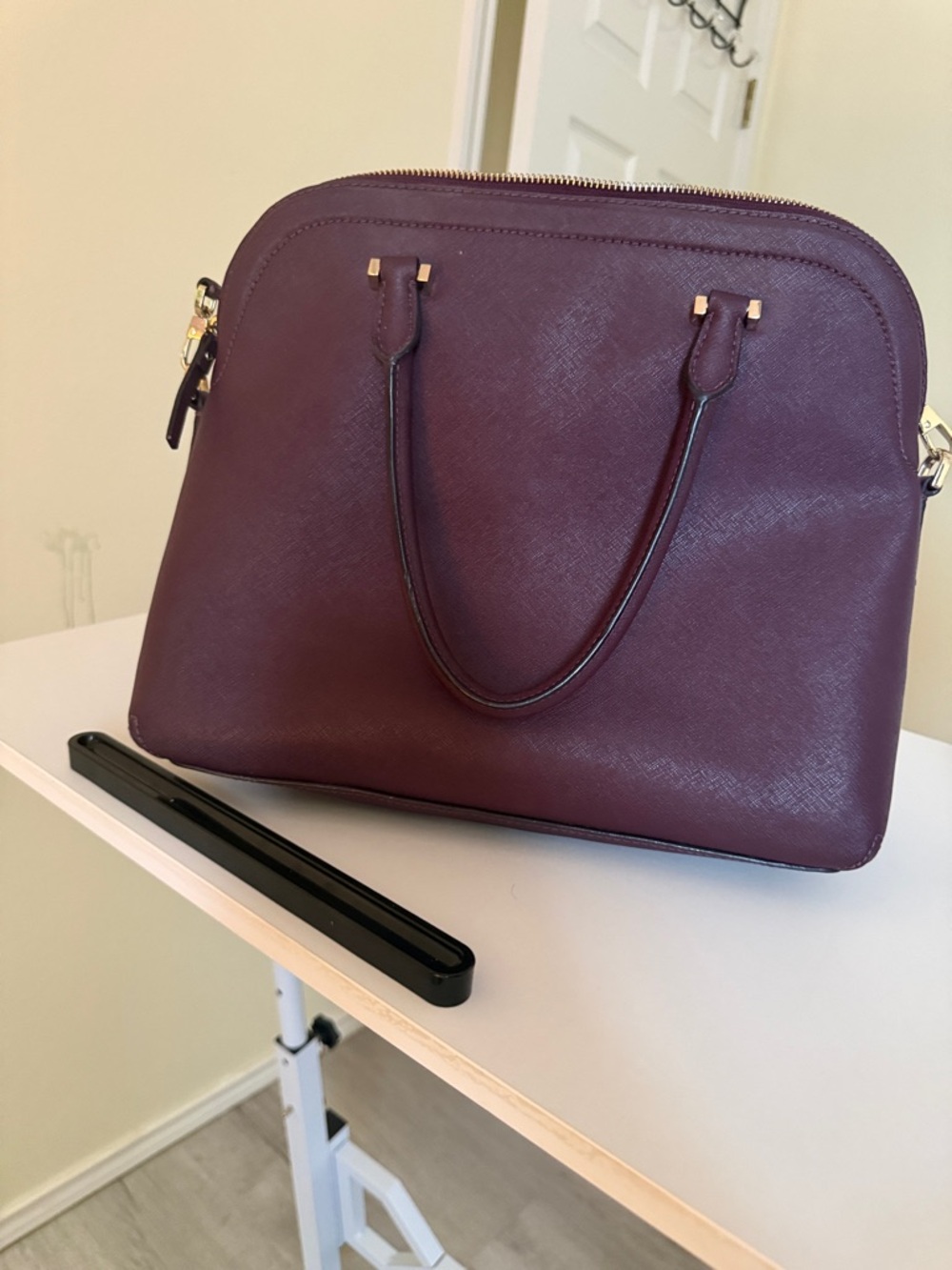 kate spade plum dome satchel with gold-tone hardware - Picture 3 of 6